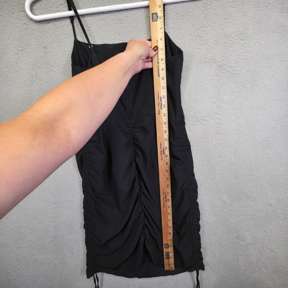 Abercrombie Fitch‎ Mini Dress Womens MT Tall Black Ruched Bodycon Whimsigoth - Picture 13 of 15